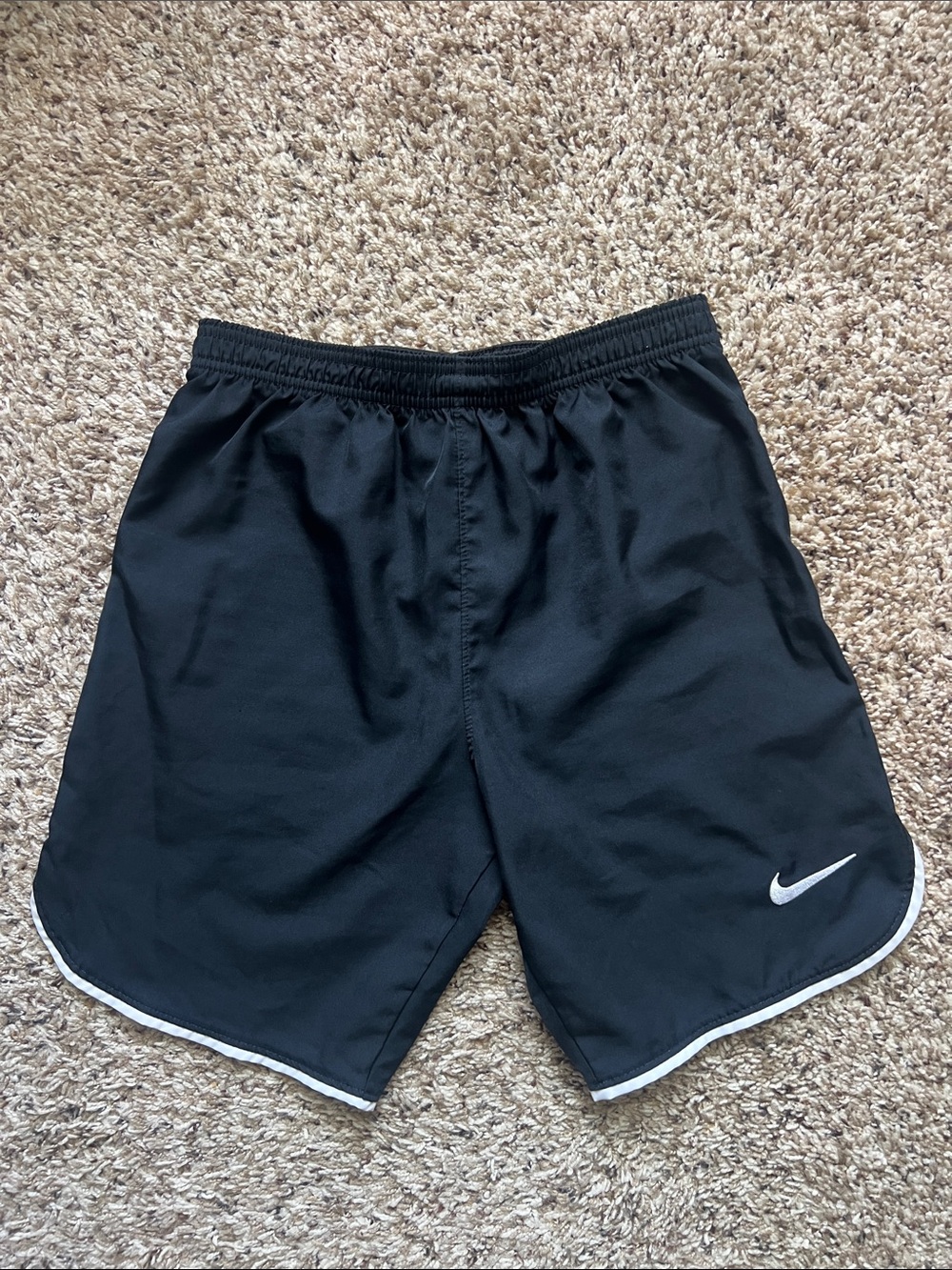 Nike Black Shorts with White Swoosh and Trim